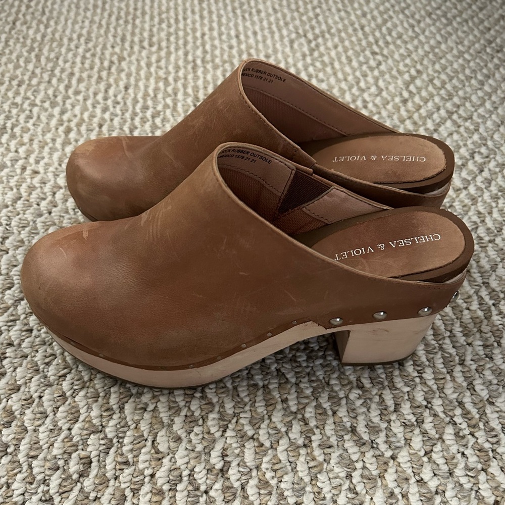 Brown Leather Clogs - image 3